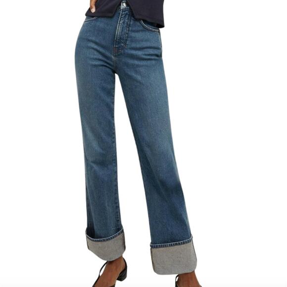 $298 Veronica Beard Jeans NEW Dylan High Rise Straight Leg Thrll Sz 23 - Picture 1 of 11